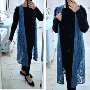 Long Floral Lace Vest Lularoe XS Joy